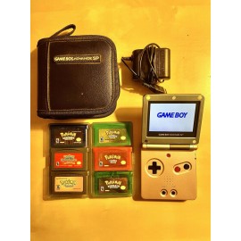 Gameboy Advance GBA SP AGS 101 + Pokemon Lot (6) + Charger + Nintendo Holder
