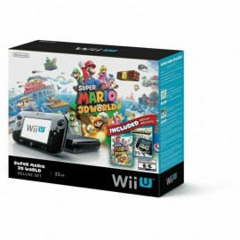 Nintendo Wii U 32 GB Super Mario 3D World Deluxe Set Black Bundle + Controllers