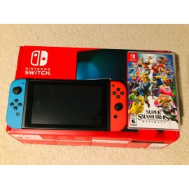 Nintendo Switch 32GB Console W/ Blue + Red Joy-Cons W/ Super Smash Bros Ultimate
