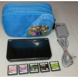 New Version Nintendo 3DS XL Black System w/ 5 Games, Charger And Case. Tested!