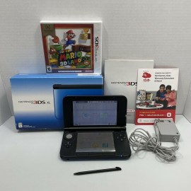 NINTENDO 3DS XL BLUE AND BLACK WITH BOX AND MANUAL SPR-001 NEW Sealed Mario Game