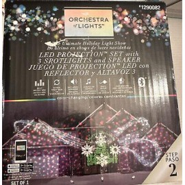 Orchestra of Lights LED Projection Set with 3 Spotlights and Speaker Brand New