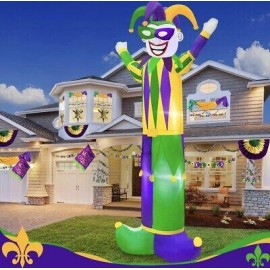 Huge 8’ Ft Mardi Gras Jester Airblow inflatable yard decor