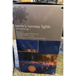 SANTA’S RUNWAY LIGHTS 32 Light Airport Landing w/SANTA LAND HERE Sign, NIB