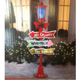 Gemmy 5' The Grinch LED Projection Lamp Post With 18 Multi Color Lights New 2021