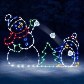 LED Christmas Snowman Yard Decoration Joyful Animated 42