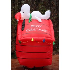 5ft Gemmy Airblown Inflatable Christmas Peanuts Snoopy Woodstock on Doghouse