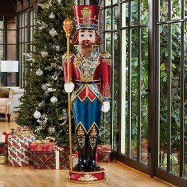 Holiday 6ft Tall Christmas Nutcracker Plays Music Lights Up w/25 LEDs - (1Pc)
