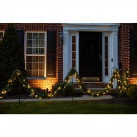 50 ft Pre-Lit Artificial Christmas Garland Pathway Set with Shepherd's Hooks