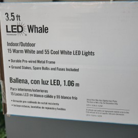 42 in Whale LED Christmas Light Up Yard Sculpture Fishing Tropical Beach Coastal