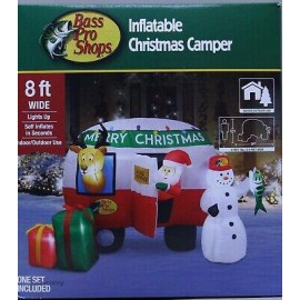 Christmas Bass Pro Shops 8 ft Santa Snowman Reindeer Camper Motorhome Inflatable