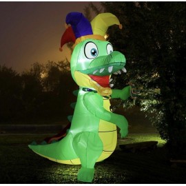 6’ Ft Mardi Gras Jester Dino Gator Airblow inflatable yard decor