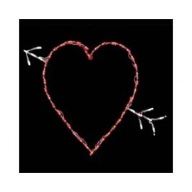 Valentine's Day Heart Cupid Arrow Red LED Lighted Window Outdoor Art Wireframe