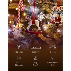 Twinkly Strings – App-Controlled LED Christmas Lights with 400 AWW Amber Warm...