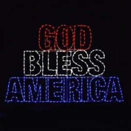 God Bless America Sign Outdoor Wireframe LED Lighted Patriotic Display