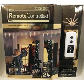 24 LED Icicle 5 Synchro Effects W/ Remote Control Christmas WHITE Light Show NEW