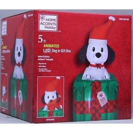 Gemmy 5 ft Animated LED Dog in Gift Box Do Not Open Til Christmas Inflatable NIB