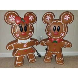 2023 Mickey And Minnie Gingerbread Blow Mold LED For Outdoor Use - 24” Tall