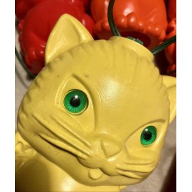 Vtg Kitty Kat Cat 7 Party Lights Lantern Blow Mold 13’ String LIDCO In Box USA