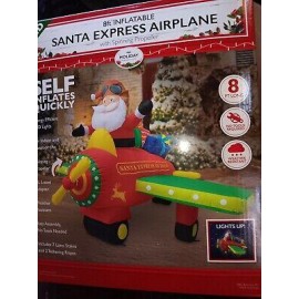 New Santa Express Airplane 8ft Inflatable Christmas Decoration LED IndoorOutdoor