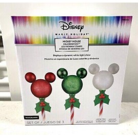 Disney Christmas Mickey Mouse Colormotion Ears Light Up Pathway Stake Lights NEW