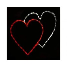 Valentine's Day Double Heart LED Red White Wireframe Outdoor Decoration 30