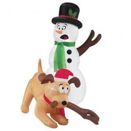 4 ft. Dog Stealing Snowman Arm Christmas Inflatable