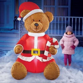 6FT Airblown Inflatable Christmas Plush Santa Teddy Bear Lighted Outdoor Decor
