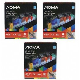 Noma 1513696 Quick-Clip Multi Color C9 LED 100 Light Set - Pack of 3