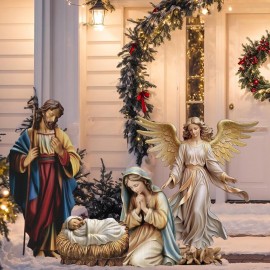 4 Pcs Christmas Outdoor Nativity Set 4 Ft Large Religious Christmas Yard