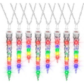 61-LED 10 Count Shooting Star Multicolor LED Plug-In Christmas Icicle Lights 116
