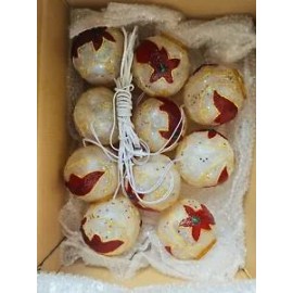 Christmas Fiver Balls Gold Red Star astring Lights 10pcs Set w/ Bulb US Seller