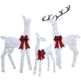 Gllabel Lighted Christmas Deer Family Set- 57 in Buck, 47 in Doe & 29 in Fawn