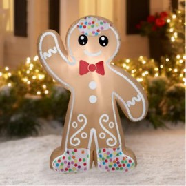 Gemmy 4' Airblown Lighted Christmas Gingerbread Boy Inflatable