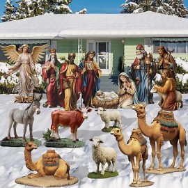 15 Pcs Christmas Outdoor Nativity Set Large Outdoor Yard Signs 4 ft Holy