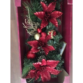 BRAND NEW CHRISTMAS POINSETTIA LED LIGHTS SWAGS