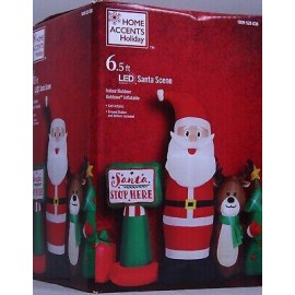 Christmas Gemmy 6.5 ft Santa Stop Here, Reindeer and Tree Scene Inflatable