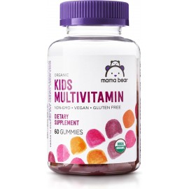 Mama Bear Organic Kids Multivitamin, 60 Gummies, 1 Month Supply , Berry, Cherry & Orange