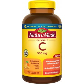 Nature Made Chewable Vitamin C 500 mg, Dietary Supplement for Immune Support, 150 Tablets, 150 Day Supply