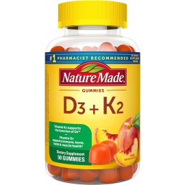 Nature Made Vitamin D3 K2 Gummies, Vitamin D3 5000 IU Per Serving, Bone, Teeth, Muscle, Immune Health Support