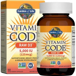 Garden of Life Vitamin D, Vitamin Code Raw D3, Vitamin D 5,000 IU, Raw Whole Food Vitamin D Supplements