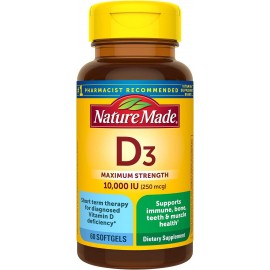 Nature Made Maximum Strength Vitamin D3 10000 IU (250 mcg), Dietary Supplement