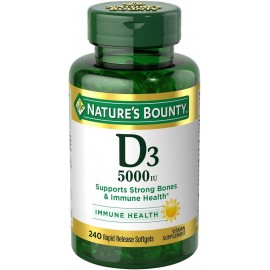 Nature's Bounty Vitamin D3, Immune Support, 125 mcg (5000iu), Rapid Release Softgels, 240 Ct
