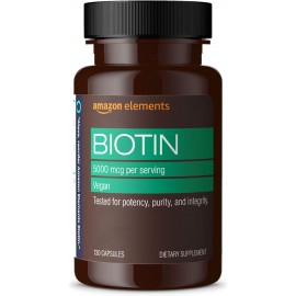 Elements Vegan Biotin 5000 mcg - Hair, Skin, Nails, 130 Capsules