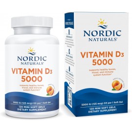 Nordic Naturals Vitamin D3 5000, Orange - 120 Mini Soft Gels - 5000 IU Vitamin D3