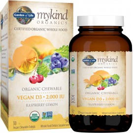 Garden of Life Organics Vegan Vitamin D3 Chewable - Raspberry Lemon, 2,000 IU
